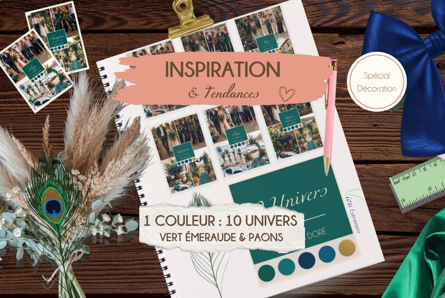 1 couleur, 10 univers : Vert Émeraude, Bleu Profond et Plume de Paon